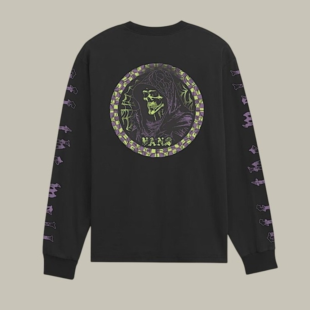 Vans Webbed Reaper Long Sleeve T-shirt "Glow-in-the-Dark" Men's Size M NEW